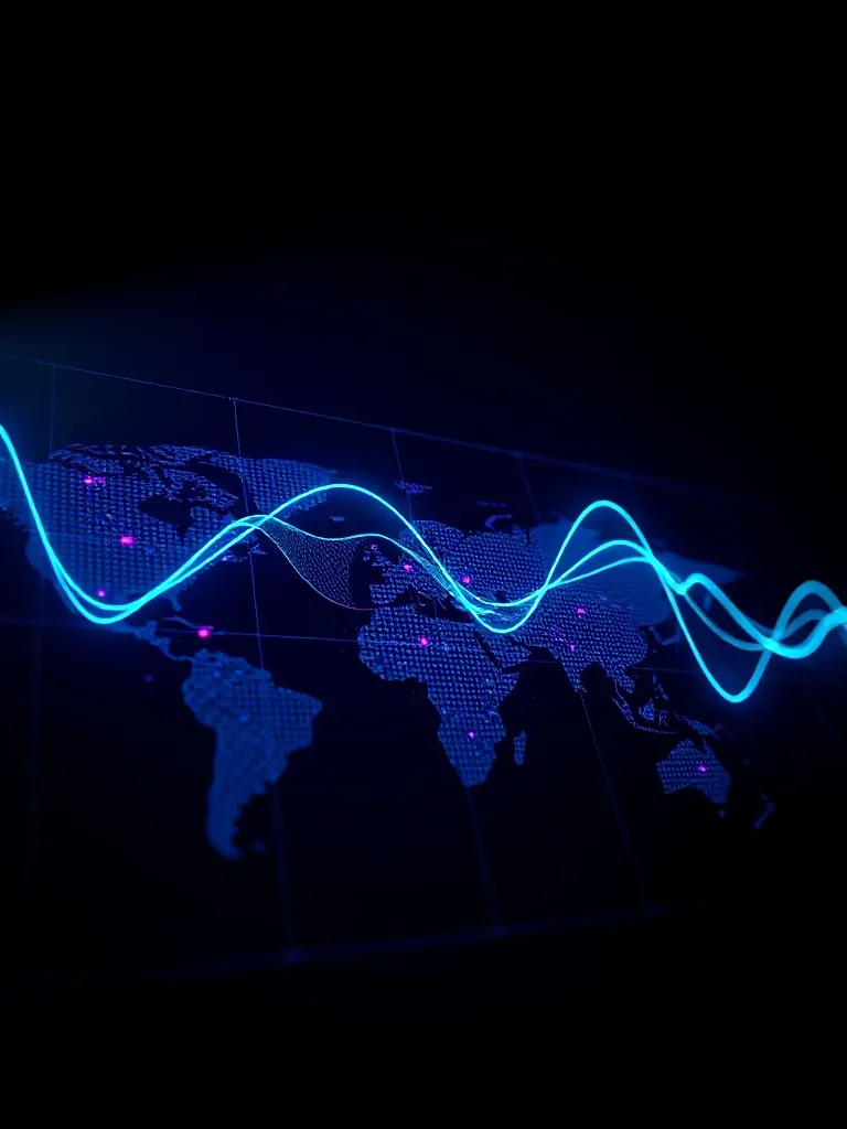 Futuristic digital data visualization of global labor market
